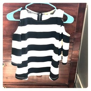 Black and white cold shoulder top